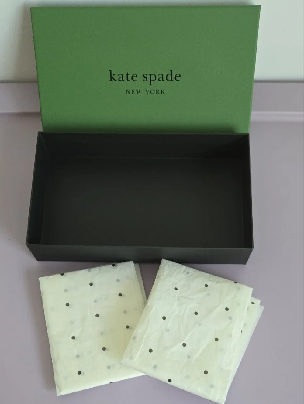 Kate Spade Green Gift Box Yellow Polka Dot Gift Tissue